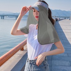 加長款帽子專用防紫外線遮陽罩, 深灰色, 1個