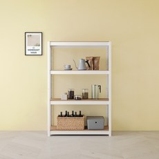 홈던트하우스 업그레이드형 무볼트 철제 선반, 화이트, 4단