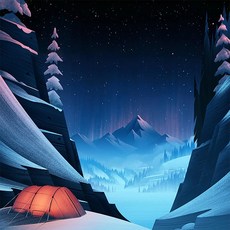 밀스턴 5D 단색 풍경 보석십자수 DIY 패키지 오로라캠핑, 혼합색상, 1개