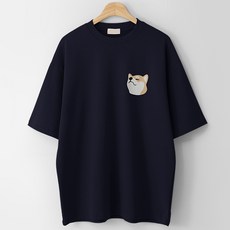 M.N.C 迷你柴犬印花短袖T恤 MDVT688IN, 海軍藍