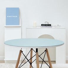 Another 皮革防水圓形桌布, 淺綠色 + 藍色, 直徑 80cm