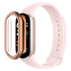 스페이스쉴드 미밴드 호환 샤인 큐빅 범퍼 케이스, 로즈골드, 1개