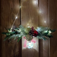 Lovely Farm 聖誕裝飾品花環LED燈飾組, 紅色混搭, 1套