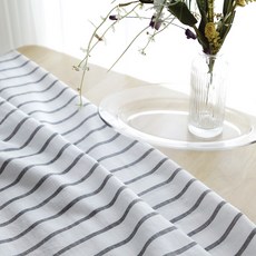 Cheonpam 寬幅 32支紗 先染棉 Elfin 條紋布料, 黑色-1326