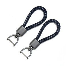 Isamsido 摩登麻花皮革繩鑰匙圈, 2個, 黑色