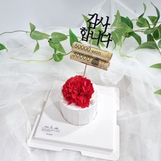 라비다 한송이 카네이션 석고케이크 레드 + 석고방향제 리필오일 3ml + 감사합니다 용돈홀더 토퍼, 체리블러썸