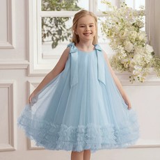 ABF 兒童蕾絲蛋糕裙蝴蝶結無袖洋裝