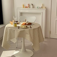 格紋防水桌布, 米色, 180 x 150cm