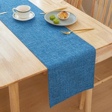 바른리빙 린넨 테이블러너, 블루, 1개, 30 x 180 cm