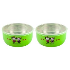 키친유 뿌까 이중 스텐 뚜껑공기, 그린, 2개