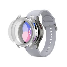 루아러블 갤럭시워치 액정보호 강화유리 필름 풀커버 케이스 + 실리콘 스트랩 세트, 그레이, 1개