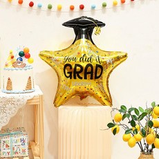 WOW PARTY KOREA 畢業學士帽金色星星氣球, 5個, 混合顏色