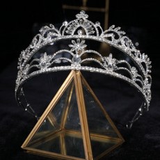 파티용품 헤어 액서사리 웨딩 피닉스 라인 석 크라운, 실버, 1개