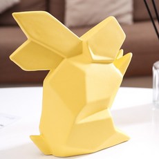 Topsiga TCR 陶瓷兔子雕塑擺件, 黃色