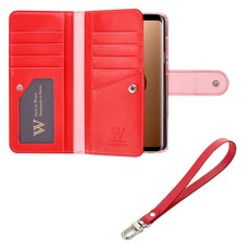 Wcase 皮革卡夾錢包手機殼+掛繩