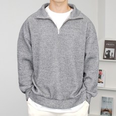 콘피아르 남성용 루즈핏 반집업 골지 니트 맨투맨 TC6309