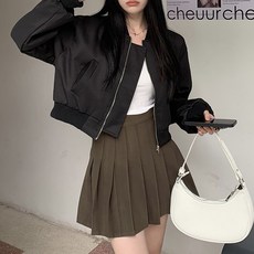 닷이프 여성용 데일리 가죽 블루종 자켓