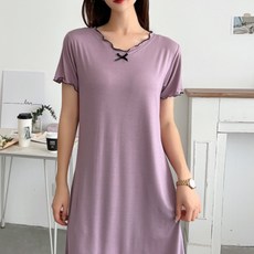 Eolipeul 女性涼感莫代爾蝴蝶結連身睡裙