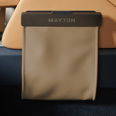 MAYTON 第2代車用前座皮革LED垃圾桶 + 支架 + 30入補充袋組, 1套, 橄欖棕