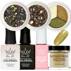 Chic Fit 美甲亮點沙龍美甲完美組 金色, 1套, 7種凝膠美甲材料