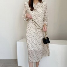 마이시즌 여성용 샤르망 쉬폰 플리츠 원피스