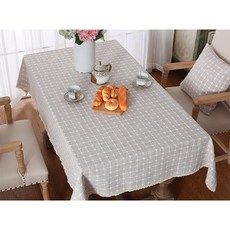 Market Pio 廚房棉質格紋蕾絲桌布, 90 x 130 cm, 款式 2