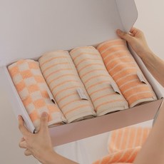 Deareal 毛巾 200g 棉紗 4入 包裝 組, 1套, 杏色