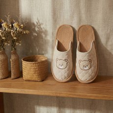 color match 防滑絎縫緩衝室內拖鞋 擁抱熊, 棕色, 1個