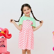 emotioncastle 女童款Catch Teenieping格紋毛巾布洋裝