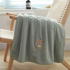 PDS Living 柔軟觸感 大尺寸沙灘巾 90 x 180 cm, 月兔翡翠綠, 1個