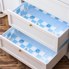 Market A多功能防潮抽屜瓷磚貼紙 藍色, 3個