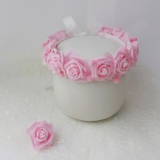 大玫瑰骨灰罈花環裝飾 + 迷你花瓶, 粉紅色