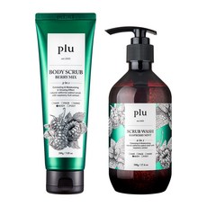 plu Original身體磨砂膏 混合莓果 200g+磨砂沐浴露 覆盆子薄荷 500g, 1套