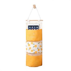 iSFun 清新果香布藝掛勾印花整理掛袋 + 掛勾 3格款, 檸檬