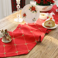 ANDCOTTON 聖誕紅莓桌旗, 4人(30 x 180 cm), 紅色