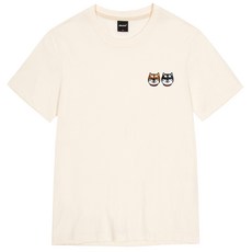 옥스타 남녀공용 시바 프렌즈 자수 통기성 반팔 티셔츠 0TS020