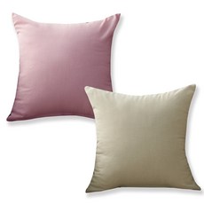 이코니하우스 워싱 무지 쿠션 솜포함 2종 세트, 연분홍, 베이지