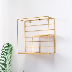 soonZAM 文青風咖啡廳裝潢創意鐵製藝術方形壁飾, 金色, 2層