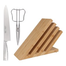 ZEUS Kitchenware 刀座3件組, 1套, 全不鏽鋼主廚刀 240mm + 蝴蝶剪 + 4層刀座