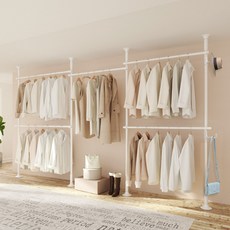 Liwoo 堅固5層多用途衣架組, 白色