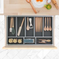 퀸넥스 알루미늄 칸막이 수저 정리함 800, 그레이, 1개