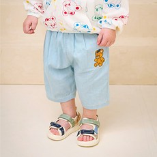 milkmile 兒童可愛小熊百慕達水洗丹寧褲