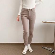 Heyjin 女款鬆緊腰彈力刷毛棉褲