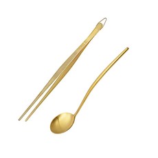 Table Art Thunder Ladle 勺子 + 烹飪鑷子套組, 霧面金, 湯匙+料理夾, 1組