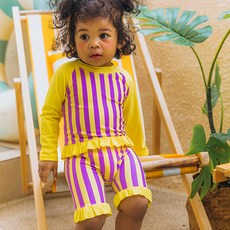 嘟嘴臉女童愛心奇趣荷葉邊防曬衣