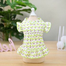 寵物水果愛好櫻桃夏季荷葉邊洋裝, 綠色