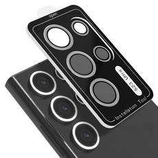 모란카노 메탈 링 카메라 렌즈 강화유리 세트 실버, 1세트