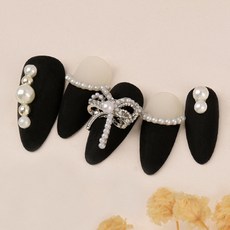 쿼르디 레트로 리본 진주 네일파츠 4종 x 2p 세트, 1개, 혼합색상