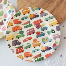 rice 印花圓形淺盤 20cm, 1入, Happy Car