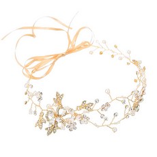 Min Sung Company交叉水晶髮冠, 1個, 金黃色